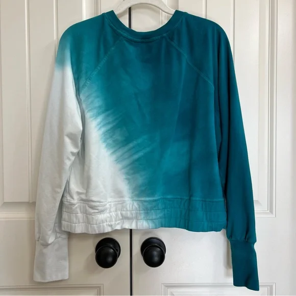 JoyLab Womens Cropped Tie Dye Sweatshirt in Teal/White, Size M - Picture 7 of 7